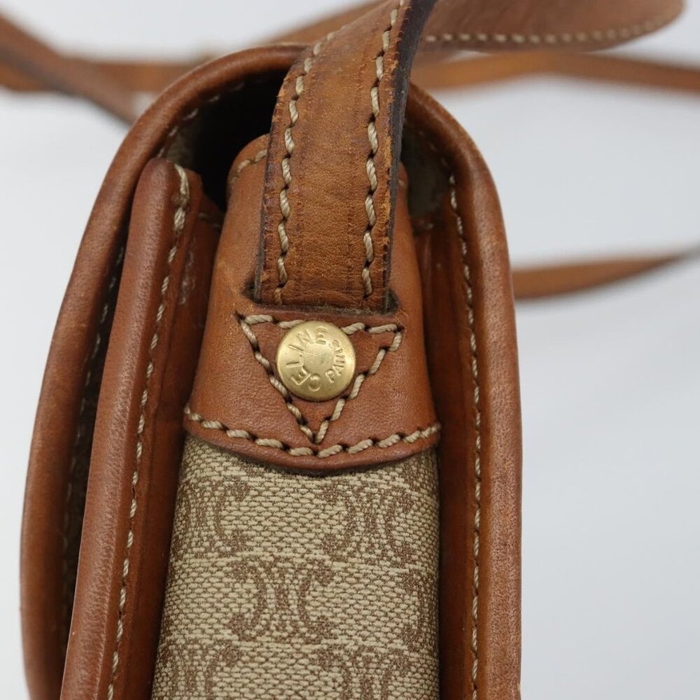 Authentic CELINE Macadam Canvas Shoulder Bag PVC Beige Gold - Picture 6 of 16